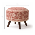Boho Printed Upholstered Ottoman Stool – Stylish Round Footrest for Modern Homes - Image 5