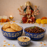 Indigo Royale Bowl Set-Blue & Gold Floral Ceramic Nesting Bowls – Set of 4 Hand-Painted Serving Bowls for Dining & Decor