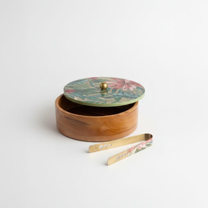 Round Mango Wood Roti Server – 9-Inch Insulated Casserole with Designer Lid - Image 2