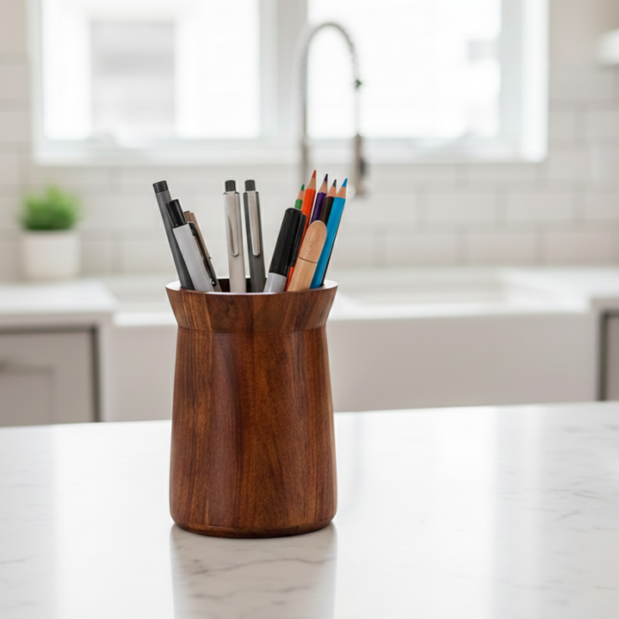 Solid Wood Spoon Stand: Compact Kitchen Tool Holder-Multipurpose - Image 3