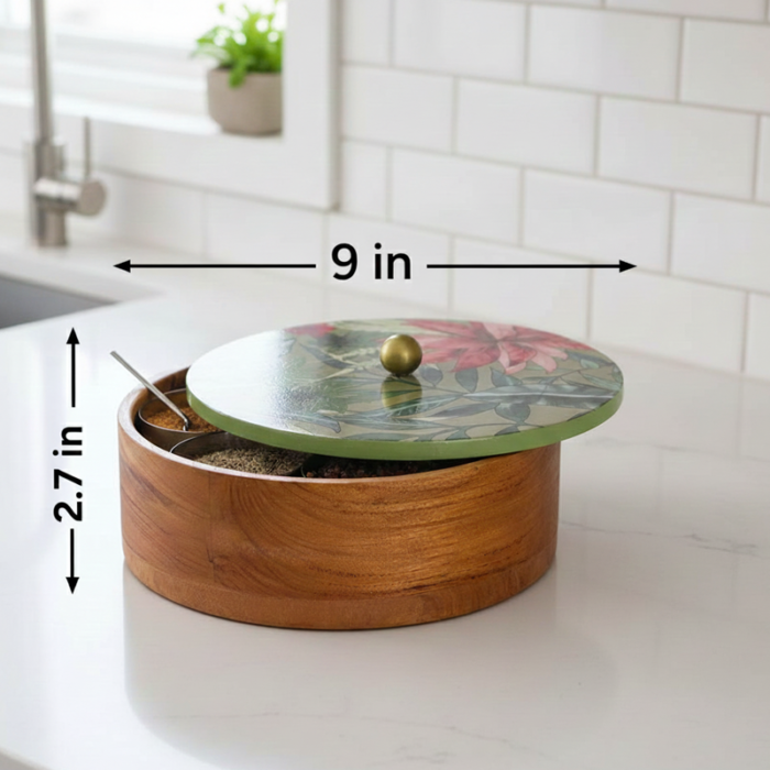 Round Mango Wood Roti Server – 9-Inch Insulated Casserole with Designer Lid - Image 5