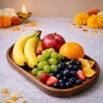 Woodland Edge Platter-Wood Serving Tray – Large Fruit Platter & Decorative Pooja Tray for Home Decor