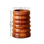 Orvani Petite Spoon Stand | Ribbed Acacia Wood Utensil Holder | Intaryaa