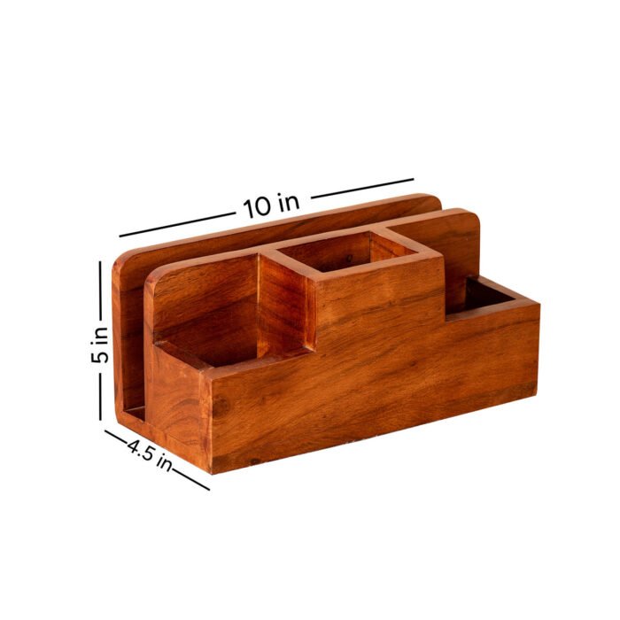 Wooden Cutlery Stand with Napkin Holder: Tiered Design for Table-3-Compartment Spoon Holder - Image 2