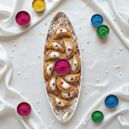 Blush Bloom Platter soft pink glazed elegant serving tray by Intaryaa