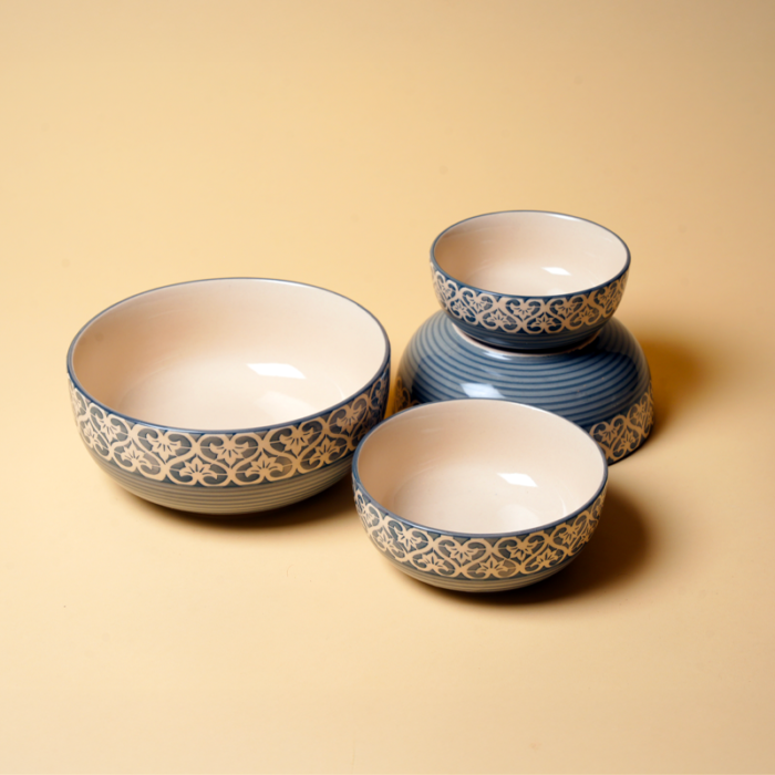 Smoke Quartz Bowl Set | Modern Grey Ceramic Bowls | Intaryaa