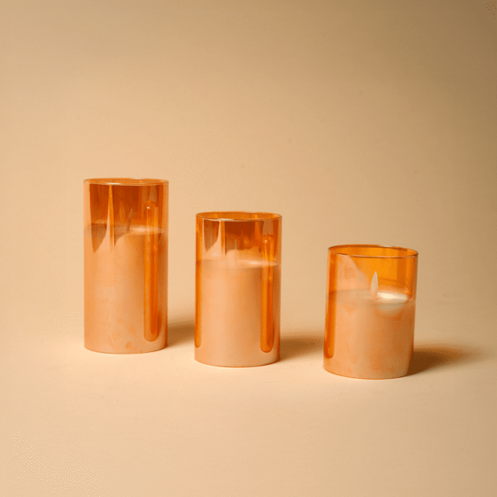 Eterna Light Set-Modern Glass Candle Sleeves for Flameless LED Pillars (Set of 3) - Image 2