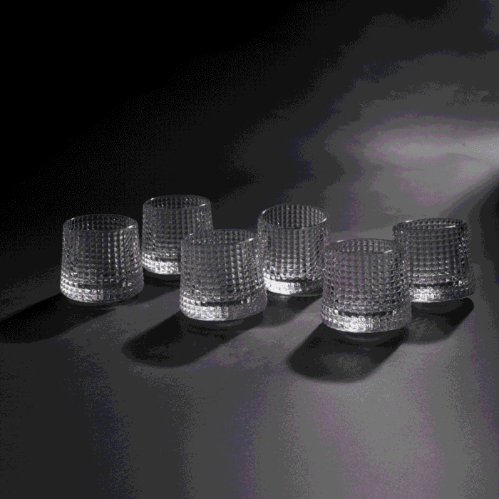 Diamond Textured Rotating Whiskey Glasses – Set of 6 Rocking Scotch Tumblers - Image 2
