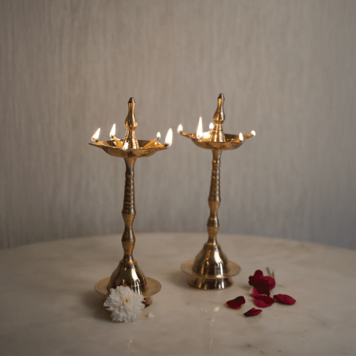 Divine Flame Tall Duo | Elegant Sacred Ritual Diyas | Intaryaa