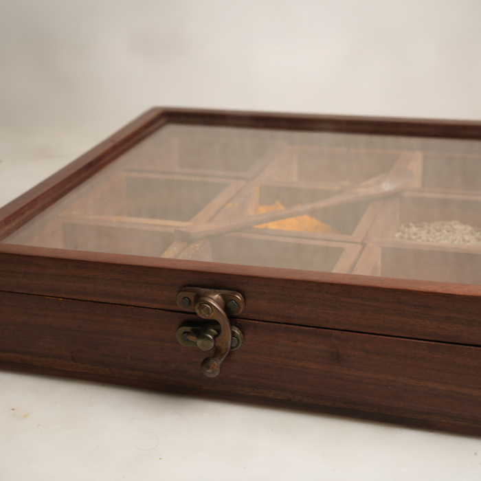 Masala Vault | Large Sheesham Wood Masala Box | Intaryaa