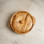 Round wooden chapati box and casserole for kitchen serving