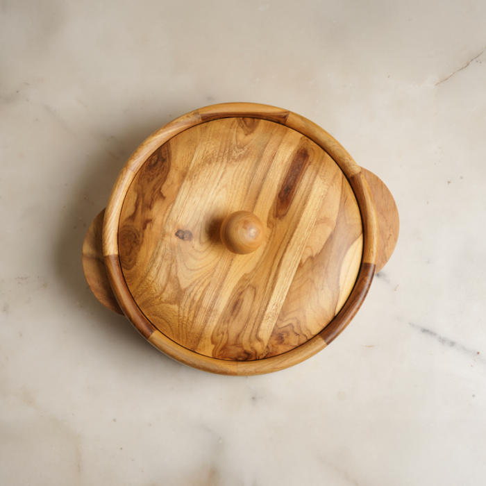 Large Wooden Roti Server – Keep Food Warm Casserole with Natural Wood Grain Finish-Insulated Hot Pot roti box - Image 2