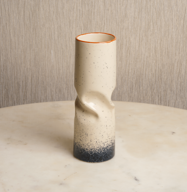 Eternal Loop Vase modern twisted sculptural ceramic single vase by Intaryaa