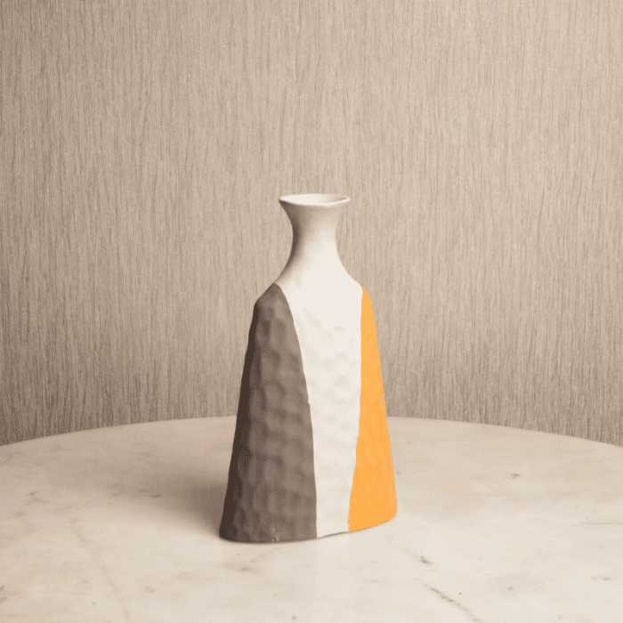 Sunset Blend Vase Set of Two | Modern Yellow & Grey Decor | Intaryaa