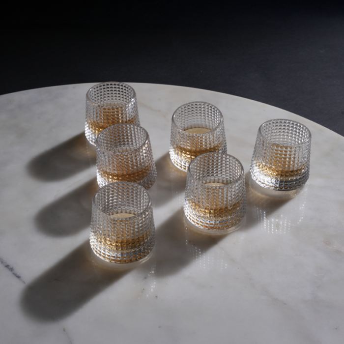 Diamond Textured Rotating Whiskey Glasses – Set of 6 Rocking Scotch Tumblers - Image 3