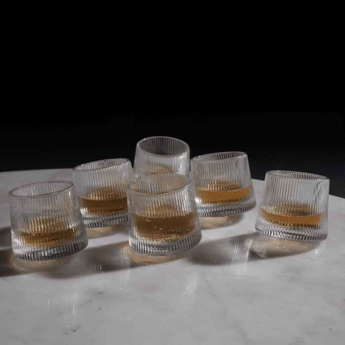 TEJ02999 Whirlline Glass Set – 360 Rotatable Modern Drinkware Set of 6 - Image 1