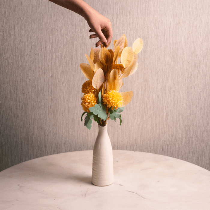 Ivory Bloom Stem Vase | Minimalist Single Stem Vase | Intaryaa