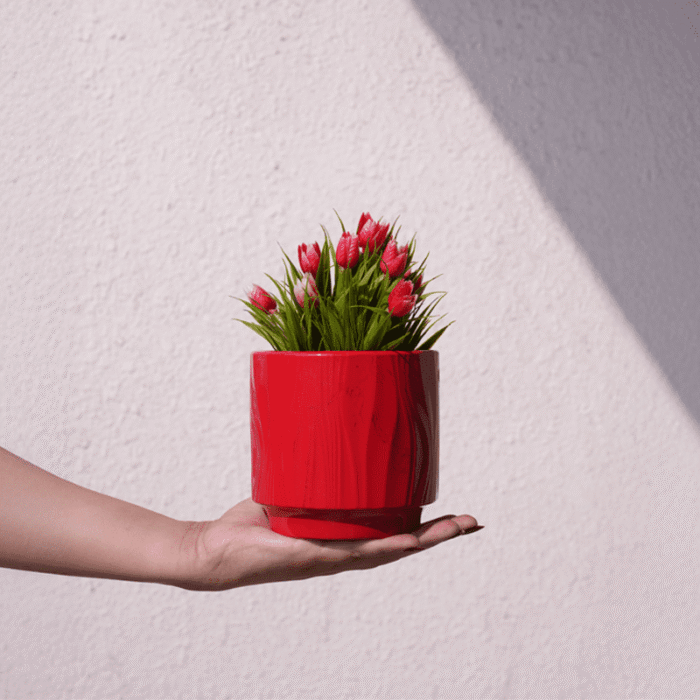 Crimson Glow Vase | Vibrant Modern Red Vase | Intaryaa