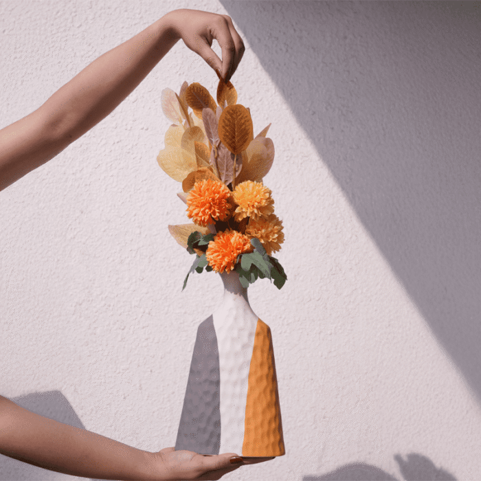 Sunset Blend Vase modern yellow grey and white ceramic vase by Intaryaa