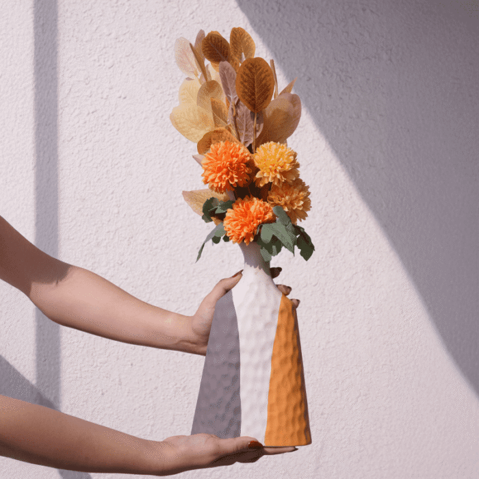 Sunset Blend Vase | Modern Yellow & Grey Decor | Intaryaa
