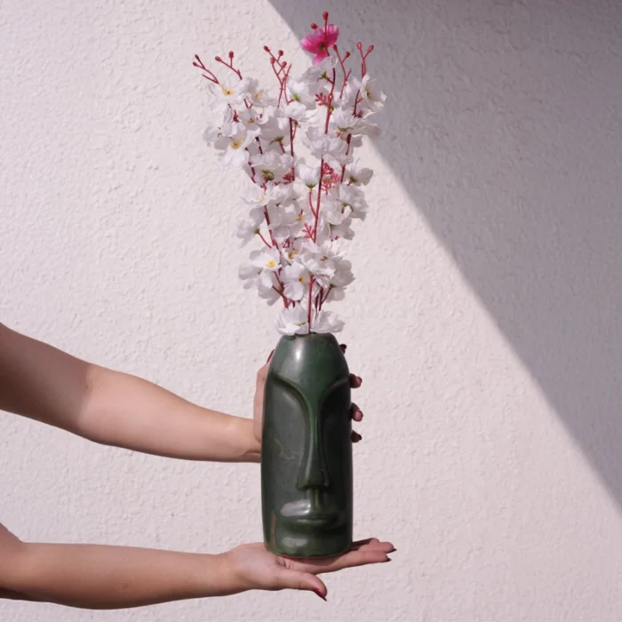 Sage Muse Vase modern earthy green sculptural ceramic vase by Intaryaa