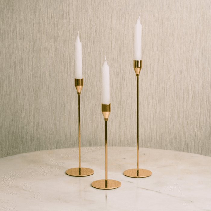 Ornate Glow Pair-Gold and Marble Ceramic Tealight Holder with Amber Glass Chimney - Image 1
