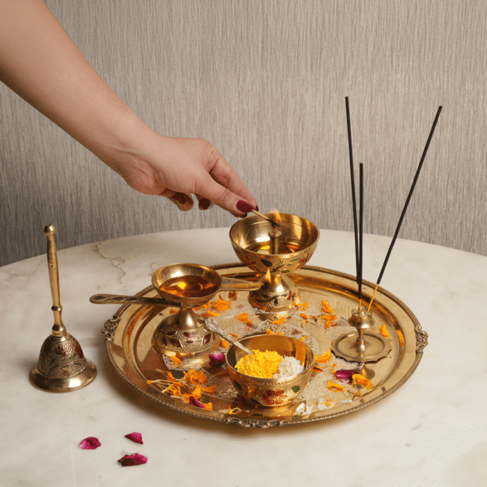 Divine Puja Thali Set | Elegant Aarti & Prayer Essentials | Intaryaa