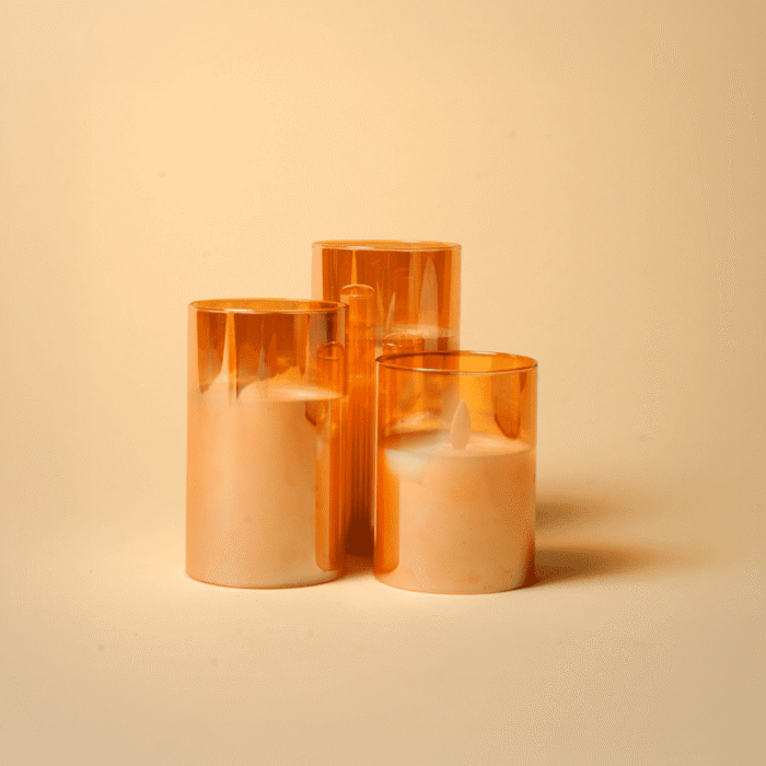 Eterna Light Set-Modern Glass Candle Sleeves for Flameless LED Pillars (Set of 3) - Image 3