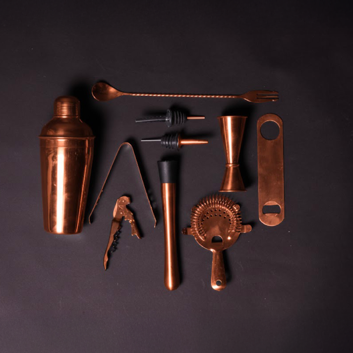Copper Ember-7-Piece Copper Cocktail Shaker Set - Premium Bartender Kit with Elegant Wooden Stand - Image 4