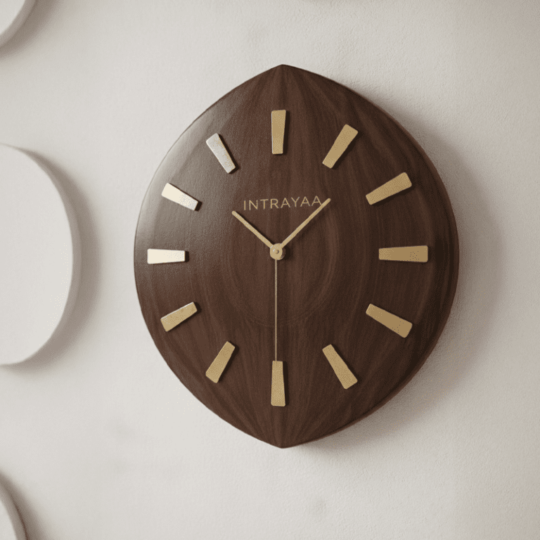 Chrona Luxe modern solid wood wall clock in dark walnut finish