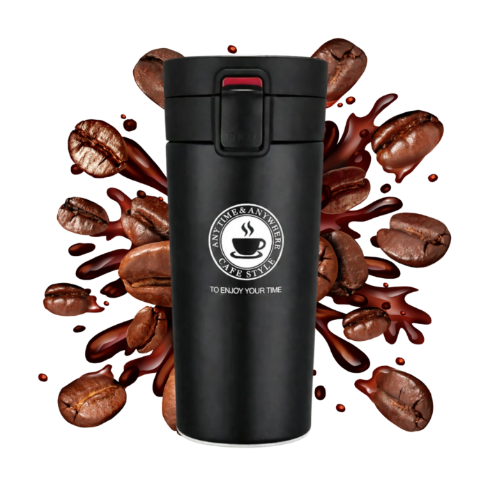 Matte Black Vacuum Insulated Coffee Tumbler with Lid – Leakproof Stainless Steel 400ml (Hot & Cold) - Image 3