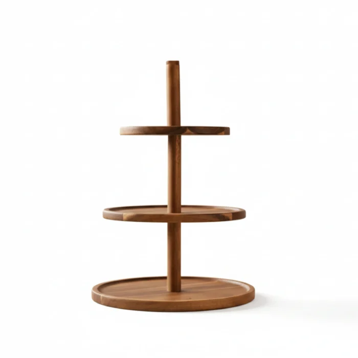 Celebration Cake Stand-3-Tier Solid Wood Cupcake Stand - Tiered Serving Platter for Desserts & Pastries - Image 2