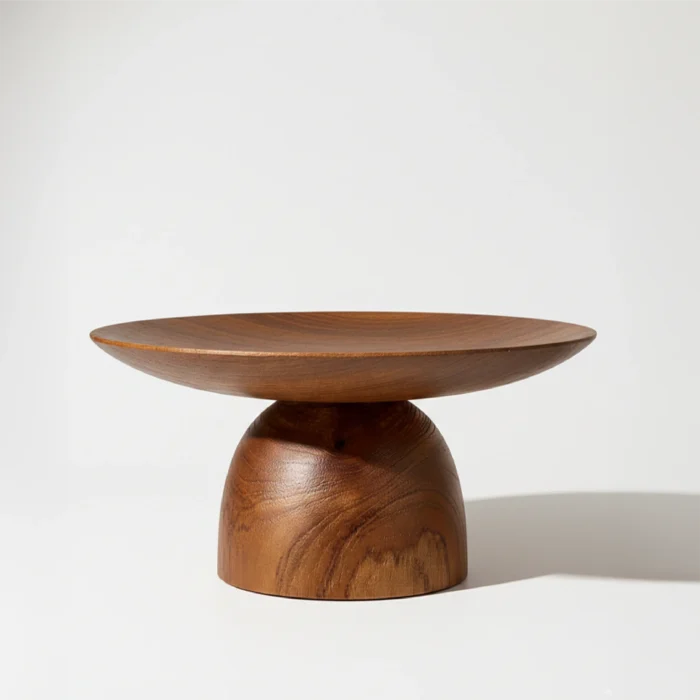 Platera Wood Pedestal-Solid Walnut-Finish Wood Cake Platter - Chunky Pedestal Stand for Celebration Cakes - Image 4