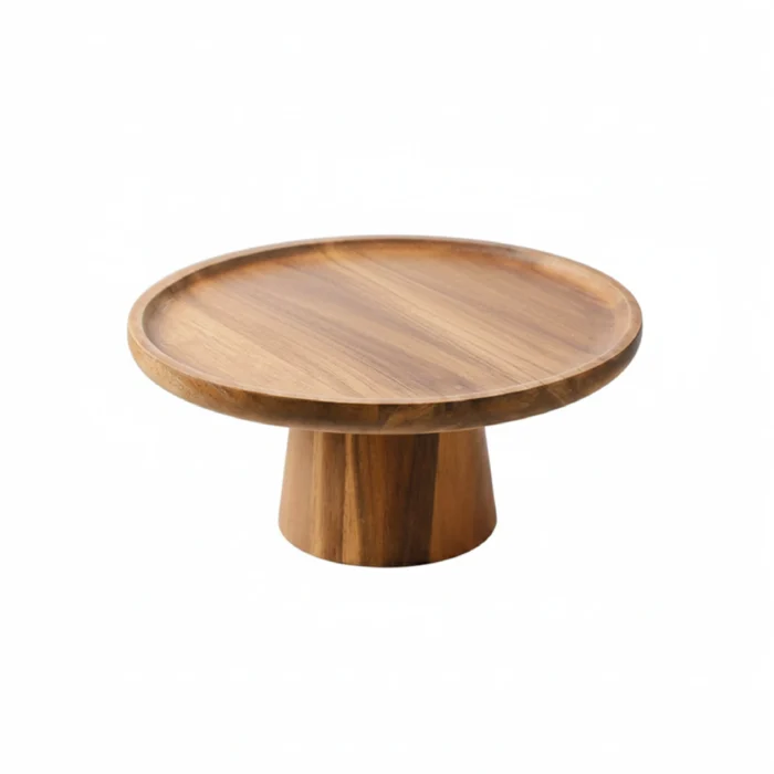 Everyday Cake Stand-Rimmed Wood Cake Pedestal - Artisan Serving Stand for Pastries and Cheese - Image 1
