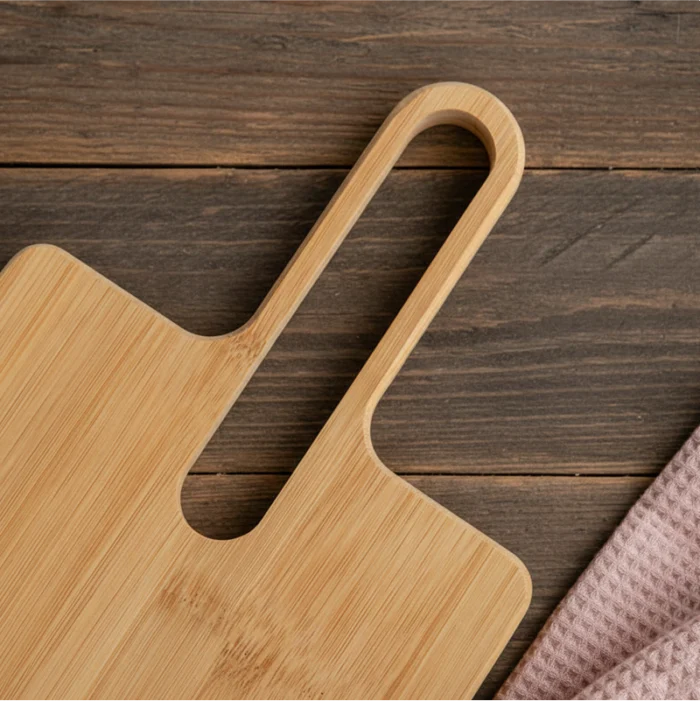 Wooden Bamboo Chopping Board with Long Loop Handle - Image 3