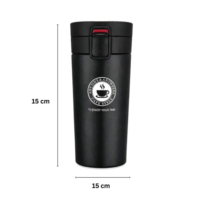 Matte Black Vacuum Insulated Coffee Tumbler with Lid – Leakproof Stainless Steel 400ml (Hot & Cold) - Image 5