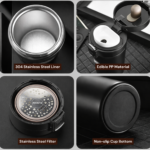 Matte Black Vacuum Insulated Coffee Tumbler – Portable Hot & Cold Beverage Mug-Leak-Proof 500ml Coffee Tumbler - Image 6