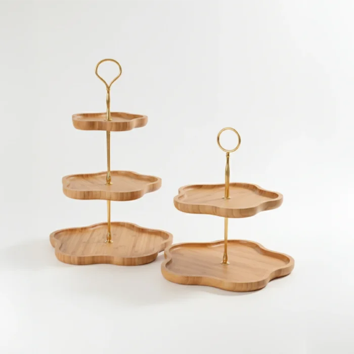 Servera Artisan Cake Stand-Natural Wood Tiered Fruit & cake stand  -  Serving Tray for Home Decor - Image 1