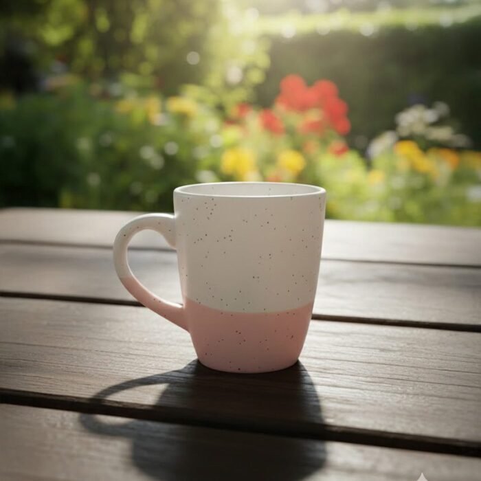 Ceramic mug with handle close up texture