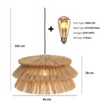 LumaDrop Pendant Light-Handwoven Shaggy Straw Pendant Light - Image 4