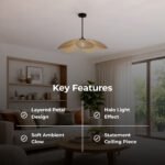 SkyHalo Pendant Lamp-Woven Rattan Petal Pendant – Natural Lotus Leaf Hanging Light - Image 3