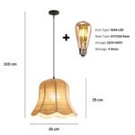 Intaryaa Scalloped Rattan Pendant Light – Woven Bell Hanging light for Living Room & Dining Decor - Image 4