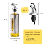 300ml Stainless Steel and Glass Oil & Vinegar Dispenser with Measurement Scale-Leak-Proof Oil Pourer-with Dust-Proof Flip Cap - Image 5