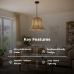 Intaryaa Scalloped Rattan Pendant Light – Woven Bell Hanging light for Living Room & Dining Decor - Image 3