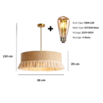 Tasseled Drum Hanging Lamp Sustainable Fiber Ceiling Light - Image 5