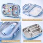 Kids Leakproof Lunch Box with 3 Compartments & Spoon