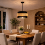 Sage Green Fabric and Natural Rattan Pendant Ceiling Light