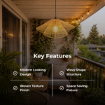 Sustainable Rattan Sunshade Ceiling Light Modern Home Decor - Image 4