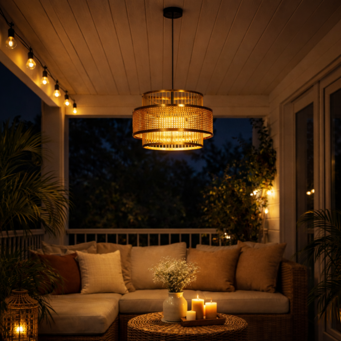 The Intaryaa Veranda Tiered Bamboo Pendant Ceiling Light - Image 1