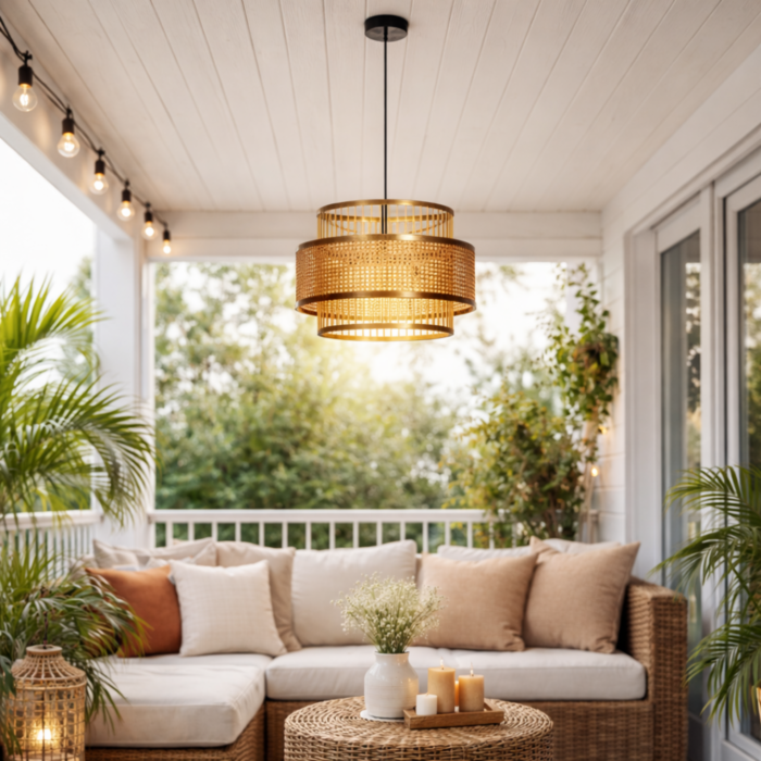 The Intaryaa Veranda Tiered Bamboo Pendant Ceiling Light - Image 2